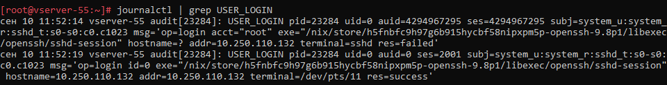 Журналирование событий Numa vServer